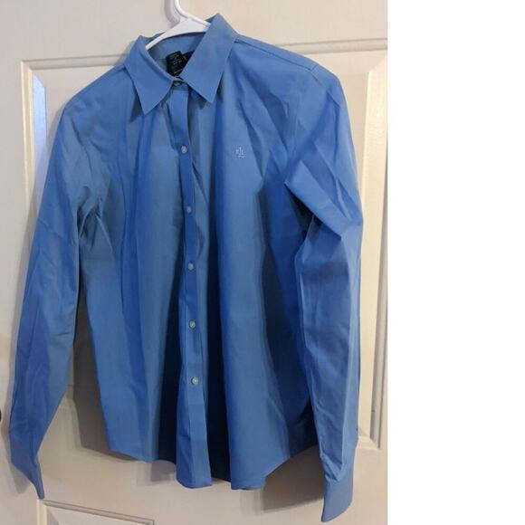 Lauren Ralph Lauren Blue Men's Button Down Cotton Shirt, Small, Embroidered Logo - Picture 1 of 8